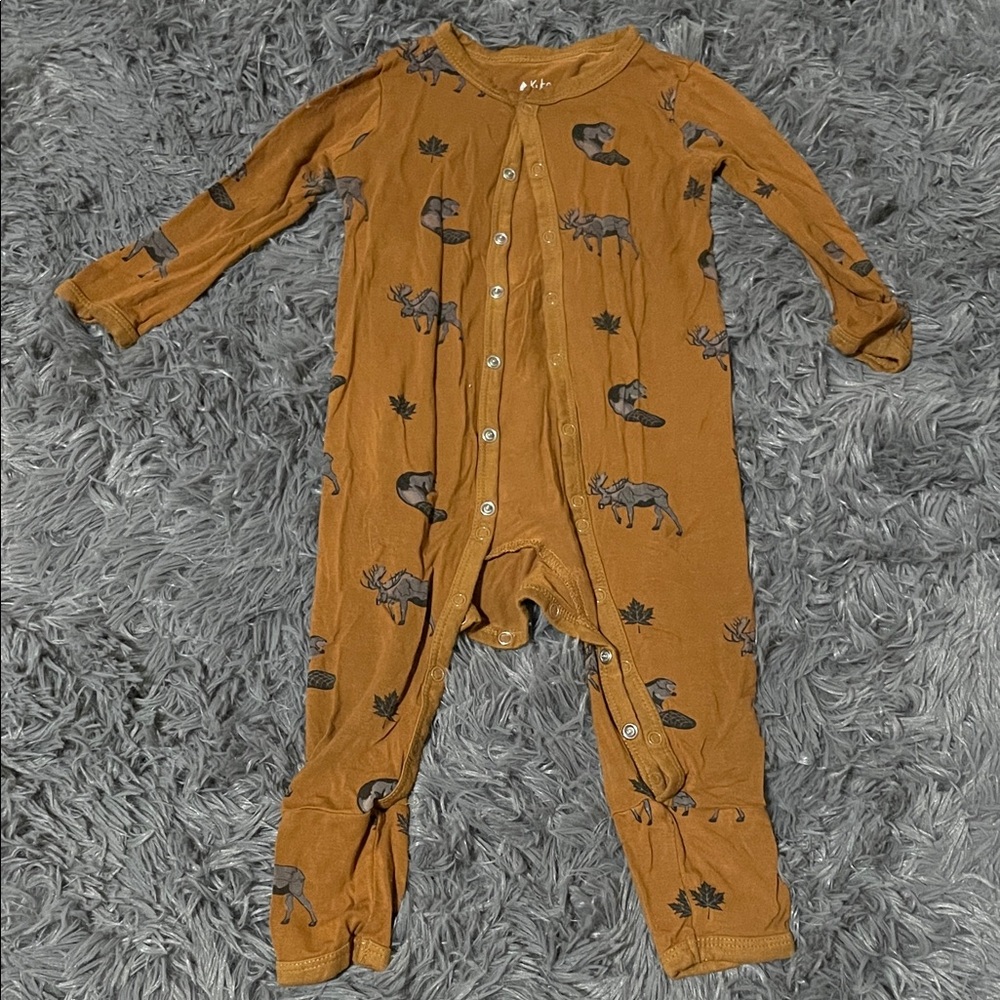 Kyte BABY Brown Canadian Animal Print Bodysuit